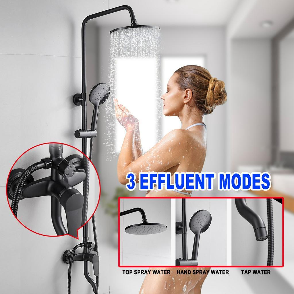 Brass Shower Set Multifunctional Thermostatic Shower Frosted Bathroom Faucets Bath Mixer Shower System Black