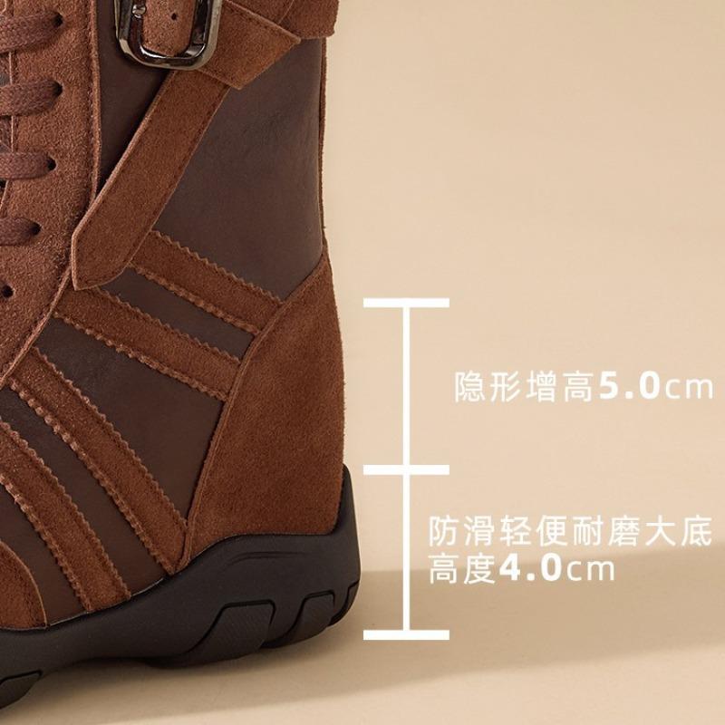 Fashion Martin boots women's autumn new non-slip tooling boots short boots invisible thick-soled inner height increase rhubarb boots