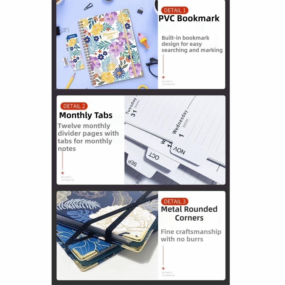 Notizbuch A5 mit Spiralbindung 2026 Tagebuch-Notizbuch 2026 Ausgabe Notizbuch Schulbedarf