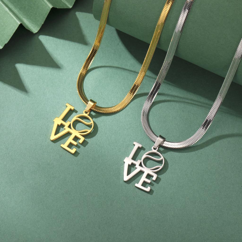 Baseball Love Pendant Couple Necklace Sport Stainless Steel Jewelry for Boyfriend Girlfriend Valentine's Day Gifts 2026 Trend