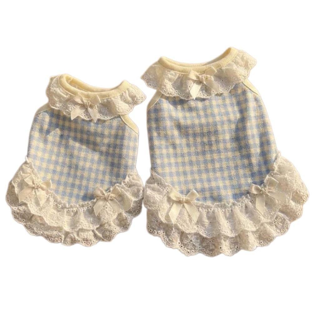 Comfortable Pet Dog and Cat Checkered Clothes Small Dog Vest  Spring Summer Season