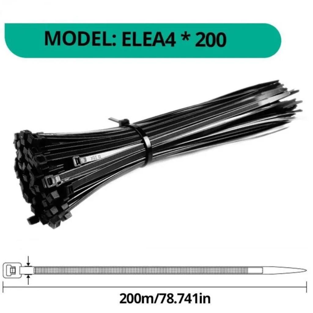 100 Pieces Black Red 4x200mm Cable Ties Fastening Rings Reusable Cable Zipper Ties Removable Multifunctional Anti-Corrosion Ties
