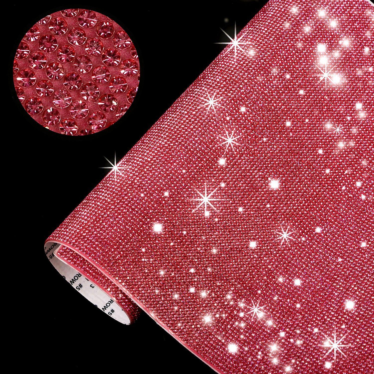

Bling Bling Rhinestone Sticker Сяючий Rhinestone для ремесел Самоклеюча діамантова наклейка DIY для прикраси подарунків Art Craft (3 розміри, 4 кольори) 12*20CM рожевий