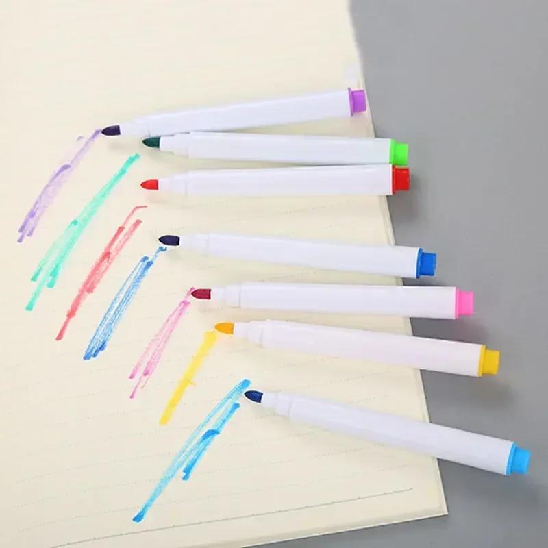 8PC Magnetic Colorful Whiteboard Pen Black White Board Markers Built In Eraser School Supply Childrens Graffiti Drawing Pen