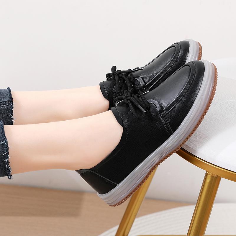 New Leather Loafers Women Spring Autumn New Designer Shoes for Women Lanyard Soft Base Casual Oxfords Mujer Shoes