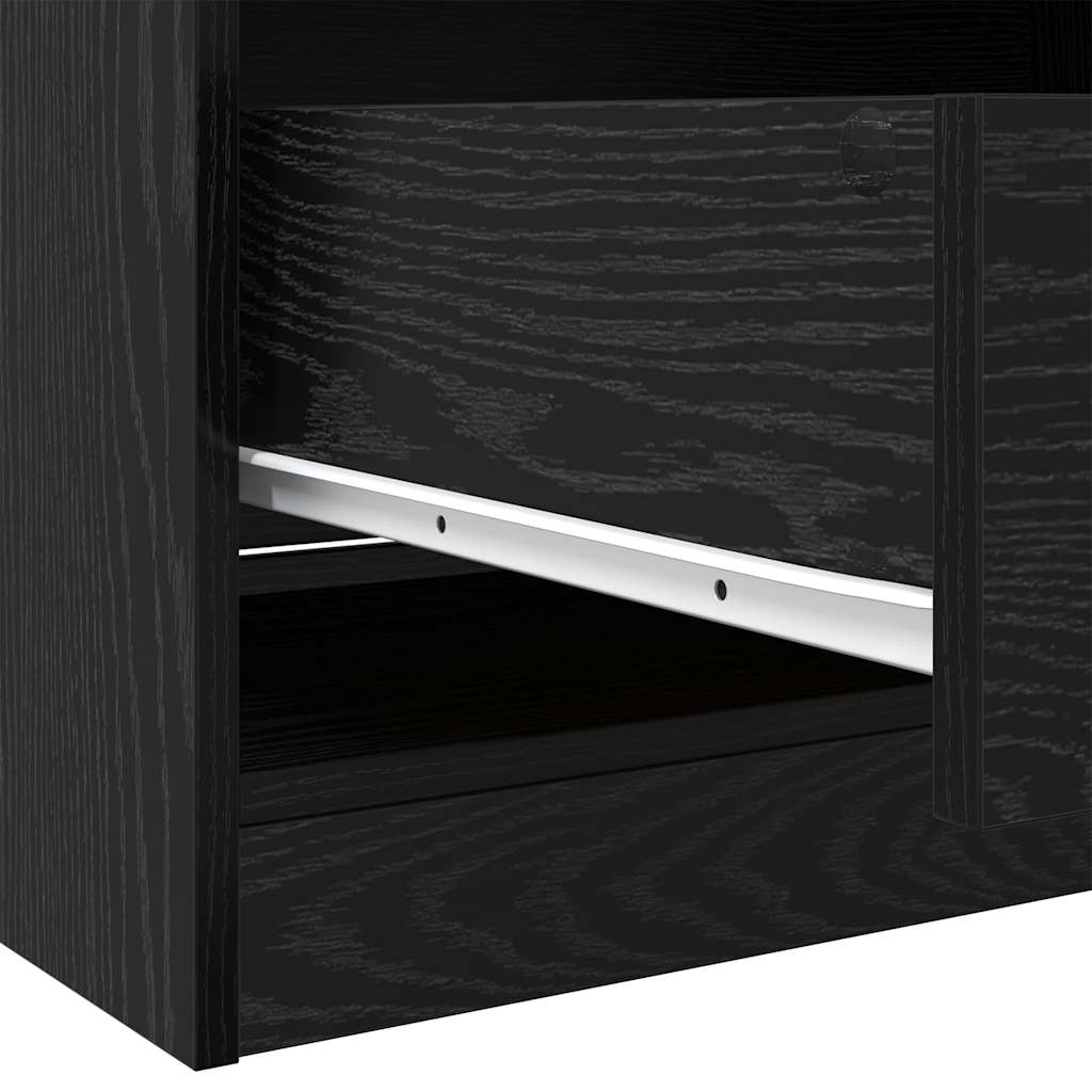 Zwarte Kledingkast met Eikenlook 31,5 x 19,7 x 79,9 inch (80 x 50 x 203 cm)