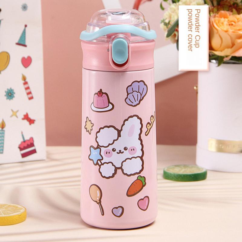 

Изолированная чашка из нержавеющей стали 304 в мультяшном стиле, портативная, нетоксичная, для занятий спортом на открытом воздухе, термос с соломинкой, стакан для воды с соломинкой 500ml