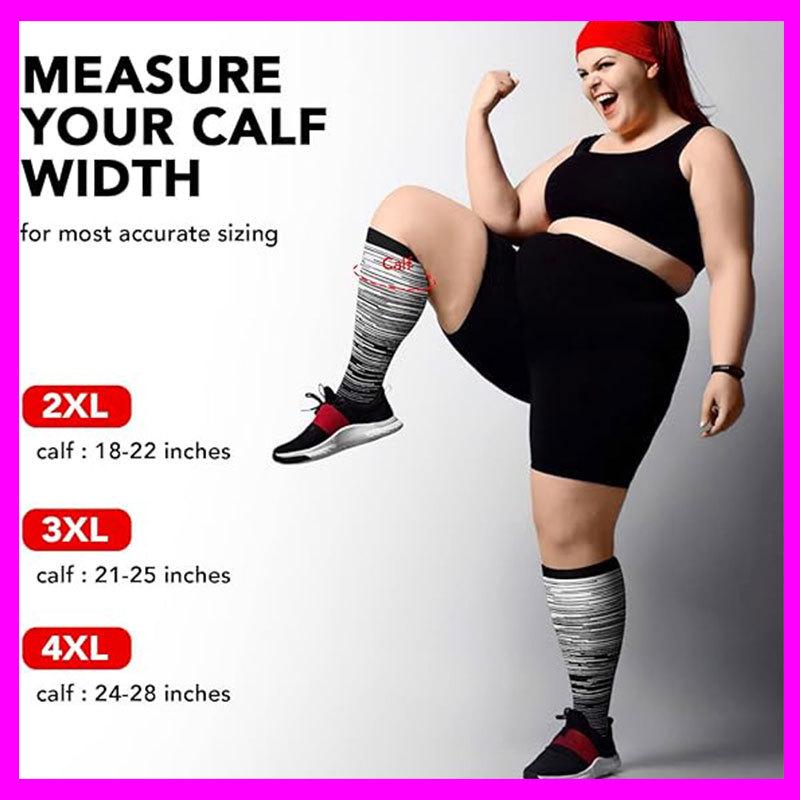 Three-Pair Pack Plus Size Knee-High Compression Socks for Wide Calf - Extra Large Support & Circulation Pressure Socks