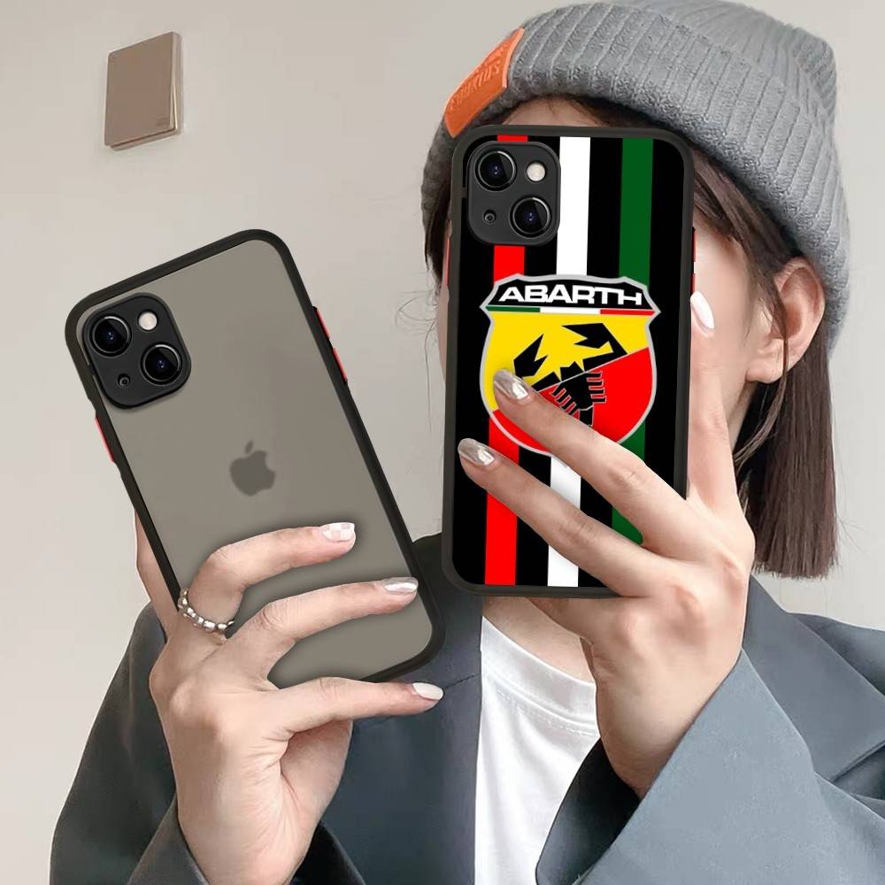 A-Abarth LOGO Matte Transparent Phone Cover For IPhone Case 16 15 14 13 12 11 Pro Max X XS Max Plus