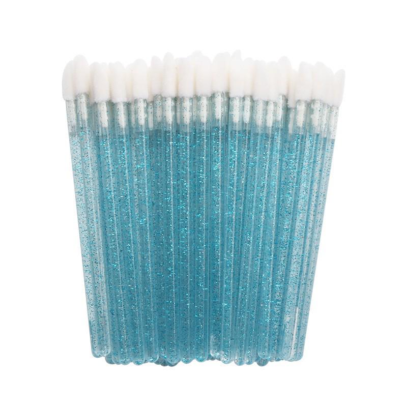 50-Pack Disposable Lip Brushes - Portable Solid Lipstick, Lip Gloss, and Makeup Cleaning Swabs