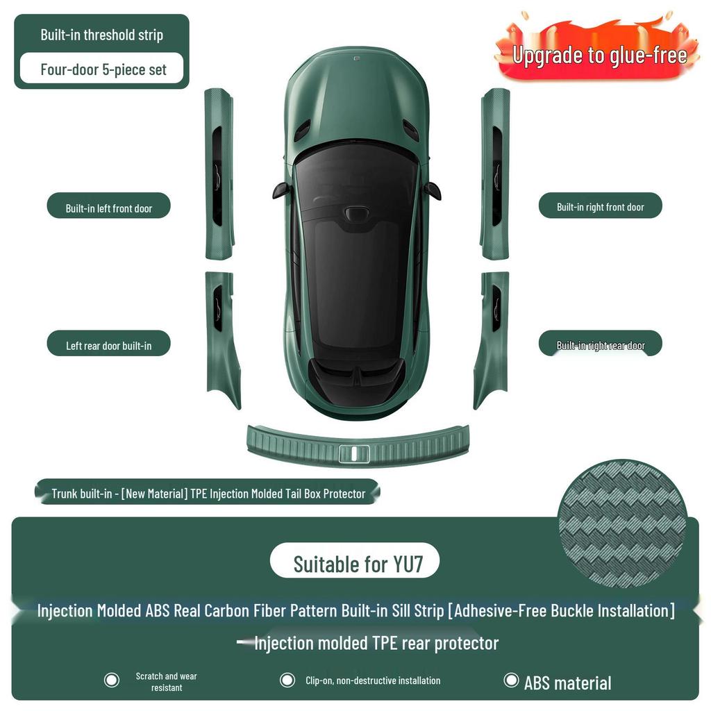 Xiaomi YU7 Carbon Fiber Welcome Pedal and Tailgate Protector - No-Adhesive, Anti-Scratch Door Sill Modification