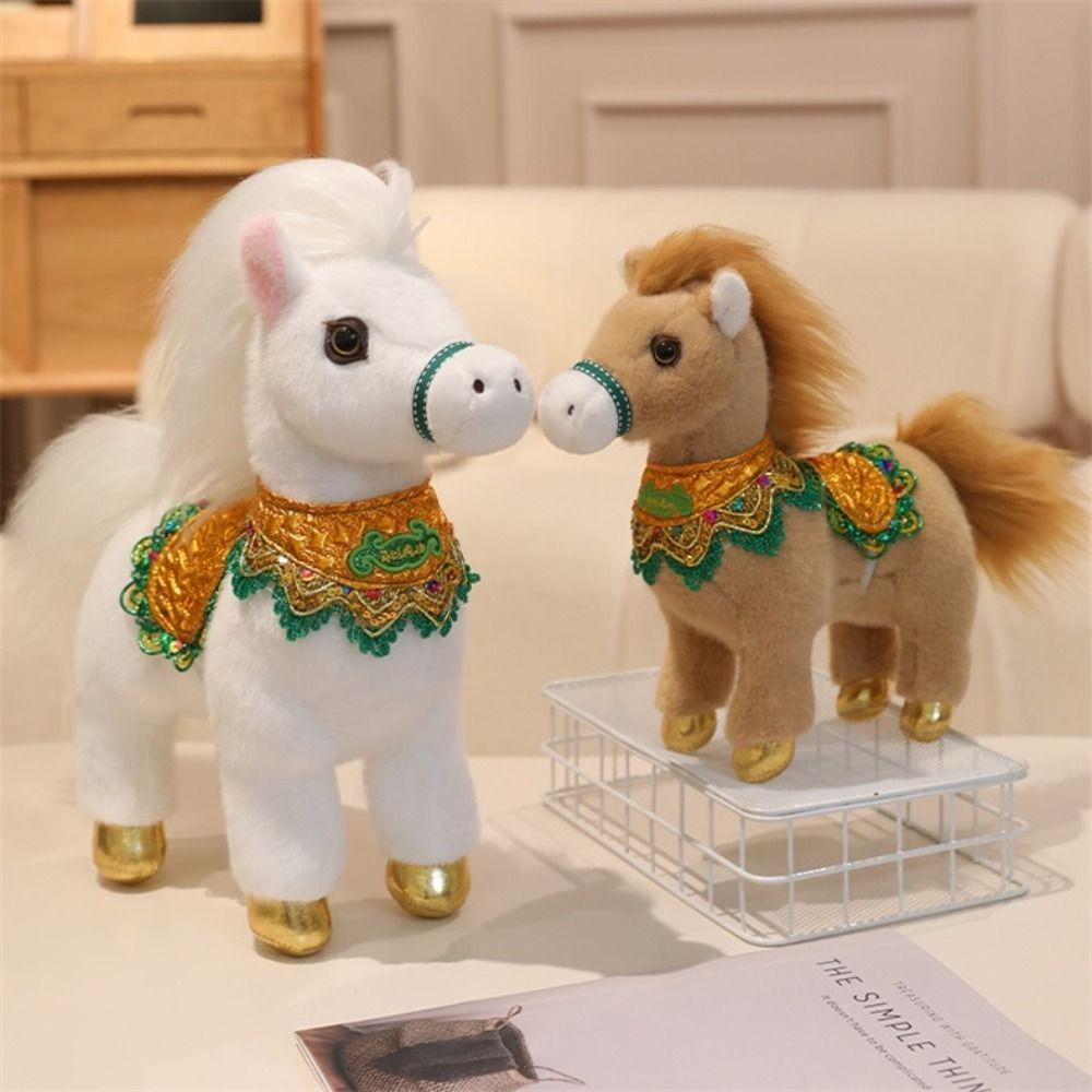 Mascot Horse Stuffed Toys Cartoon Animal Pony Plush Doll Traditional Chinese Zodiac Horse  Kids