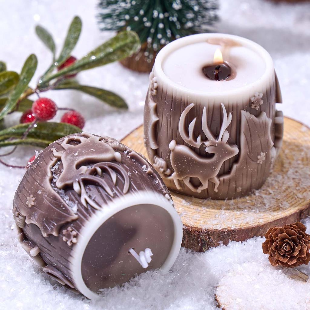 Weihnachtsbaum Elch Silikon Kerzenform DIY Handgemacht Zylindrisch Aromatherapie Seife Gips Harzformen Heim Weihnachtsdeko Handwerk Geschenke