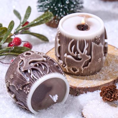 Christmas Tree Elk Silicone Candle Mold DIY Handmade Cylindrical Aromath Soap Plaster Resin Molds Home Xmas Decor Craft Gifts
