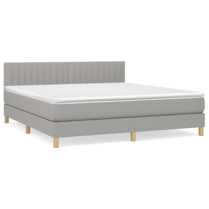 3140793 vidaXL Lit à sommier tapissier avec matelas Gris clair 180x200cm Tissu