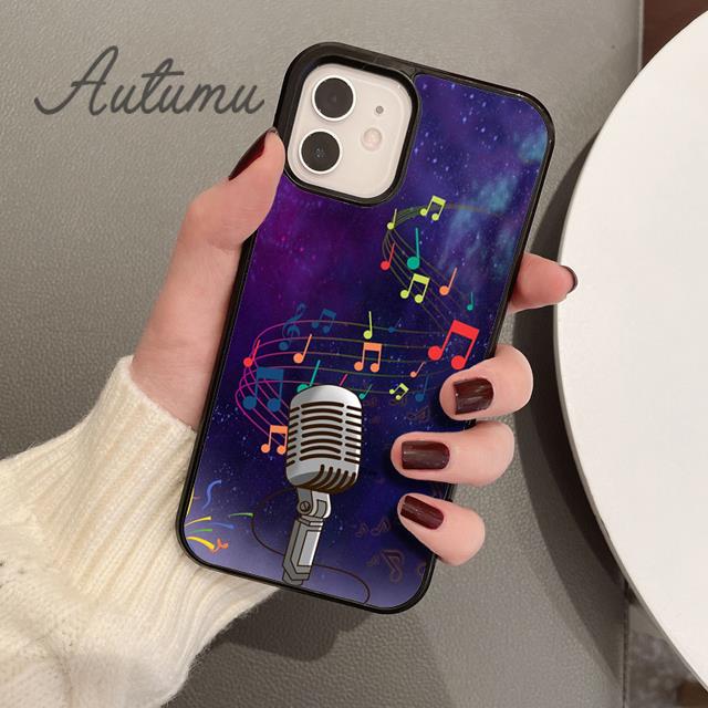 Cool Music Microphone Phone Case for iPhone 11 12 13 14 Pro Max Mini X XR XS SE 2020 6 7 8 Plus Samsung Galaxy S21 S22 Shell