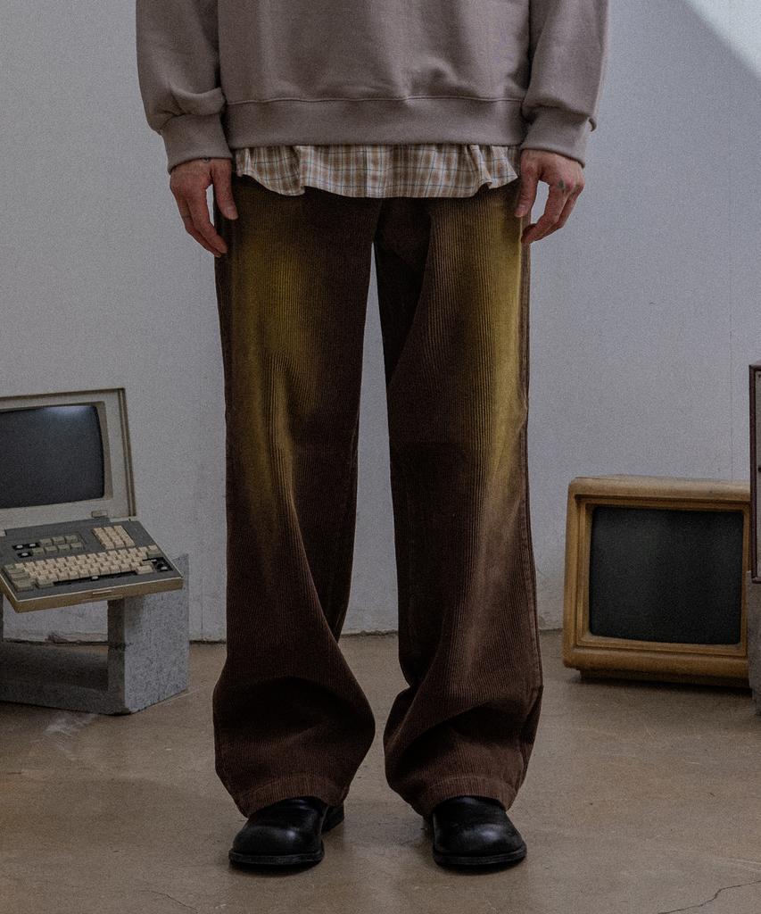 BURNING CAPONE Bc Washing Corduroy Pants Brown