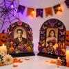 Zuckerschädel Tischdekorationen Dia De Los Muertos Holz-Fotorahmen Dekor, Tag der Toten Halloween Gedenk-Ausstellungsstücke Gedenk-Bilder