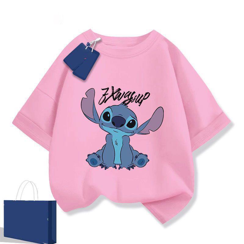 2026 Summer Kids Cartoon Print Cotton T-Shirt - Short Sleeve Unisex Top 100cm