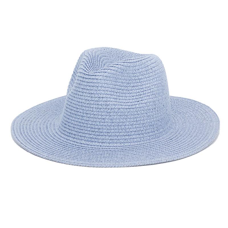 Cappello da Sole da Esterno a Tesa Larga Paglia Colore Unico Cappello da Cowboy Retrò Cappello da Viaggio Spiaggia Protezione Solare