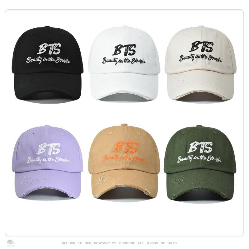 New Hat for Women Korean Style Trendy Personality Ripped Letter Embroidery Baseball Cap Spring and Summer Outdoor Sun Protection Baseball Cap
