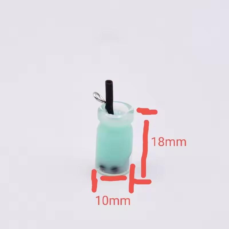 Cute Miniature 3D Bubble Tea Bottle Design Artificial Style Resin Glass Bottle Charms Earring Making Colorful Jewelry Souvenir