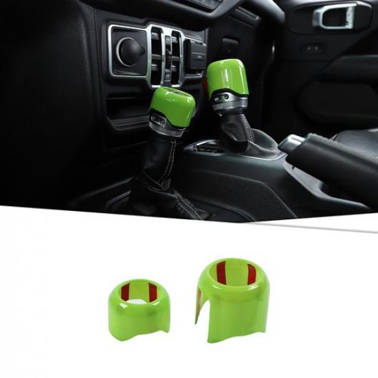 For 2018+ JL JLU JT Jeep Wrangler 4WD Console Gear Shift Knob Covers Trim Green