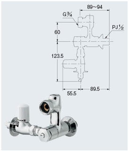Kakudai Adjust Crank with Water Distribution Cock 100-113
