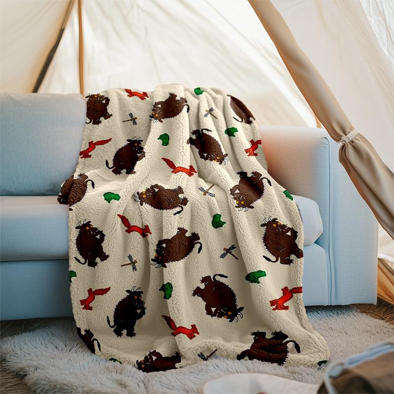 Coperta stampata a tema Il Gruffalò - Perfetta per divano, letto, viaggi e uso all'aperto | Lavabile in lavatrice, accogliente e resistente.