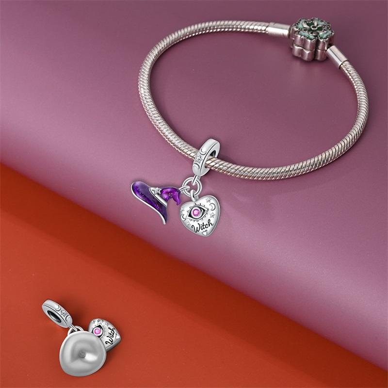 Halloween Party Kupfer Lila Hexe Magischer Hut Anhänger Perlen Passen Charms DIY Armband Für Schmuckherstellung Frau Geschenk