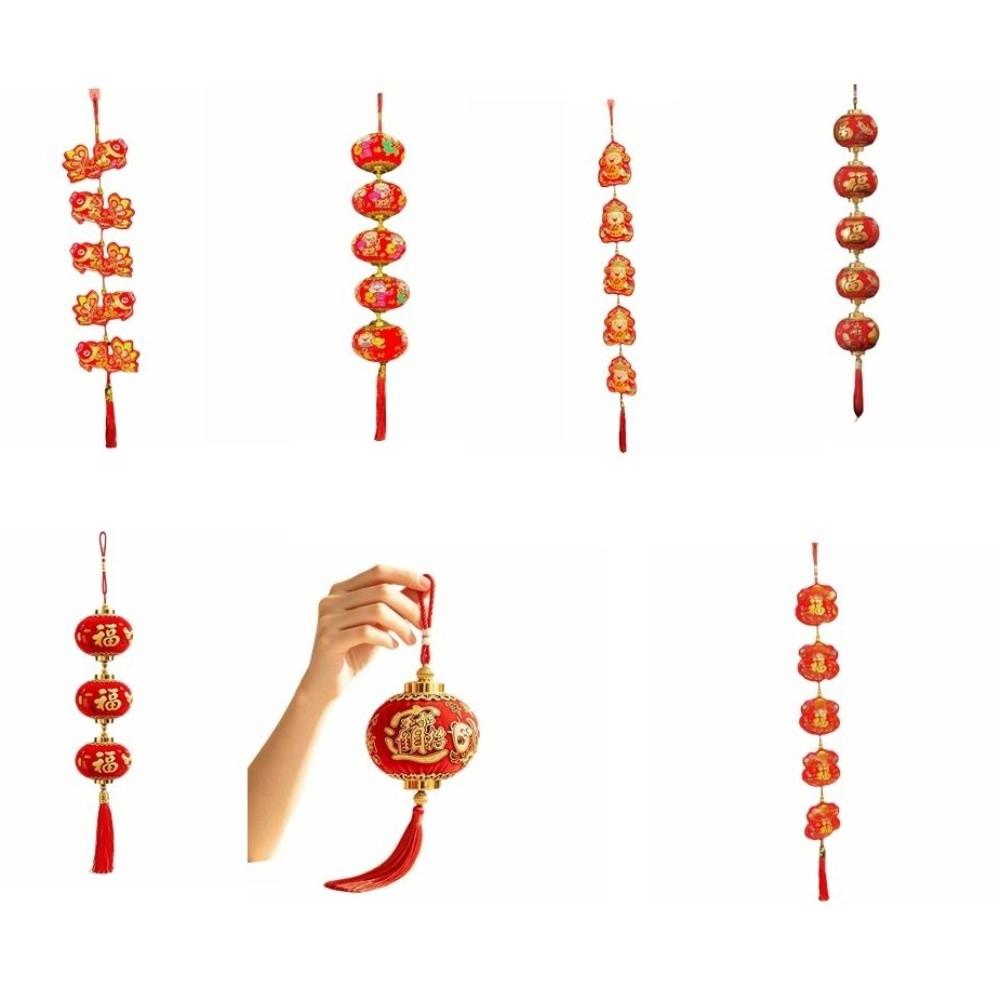 Fu Blessing Hanging Red Ball Lantern With Tassels Chinese Lantern Pendant New Year