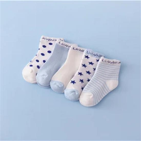 5 párů/sada Novorozenci Chlapci Dívčí Ponožky Pruhované Bavlněné Kreslené Módní Ponožky Pro Dívky Chlapci Batole Podzim Zima 0-3R