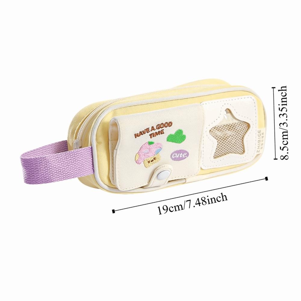 Multilayer Y2K Cartoon Stationery Bag Embroidery Ins Pencil Pouch Cute Korean Pencil Case  Student