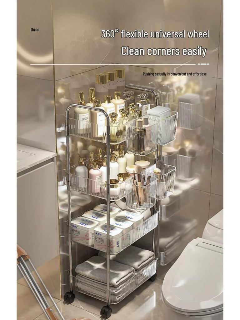 Przezroczysta mobilna wielowarstwowa półka-wózek do sypialni