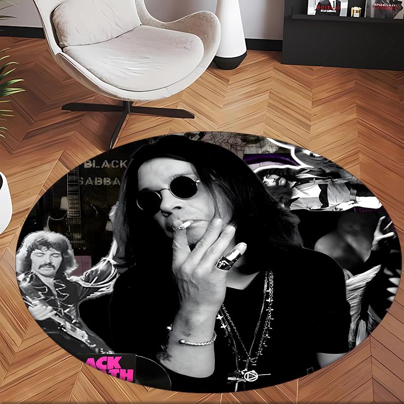 Ozzy Osbourne (1) Rund kontormåtte Dekorativ gulvmåtte til kontor, soveværelse, stue og hjemmerum