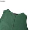 ZANZEA Women Elegant Casual V-Neck Solid Color Loose Sleeveless Dress