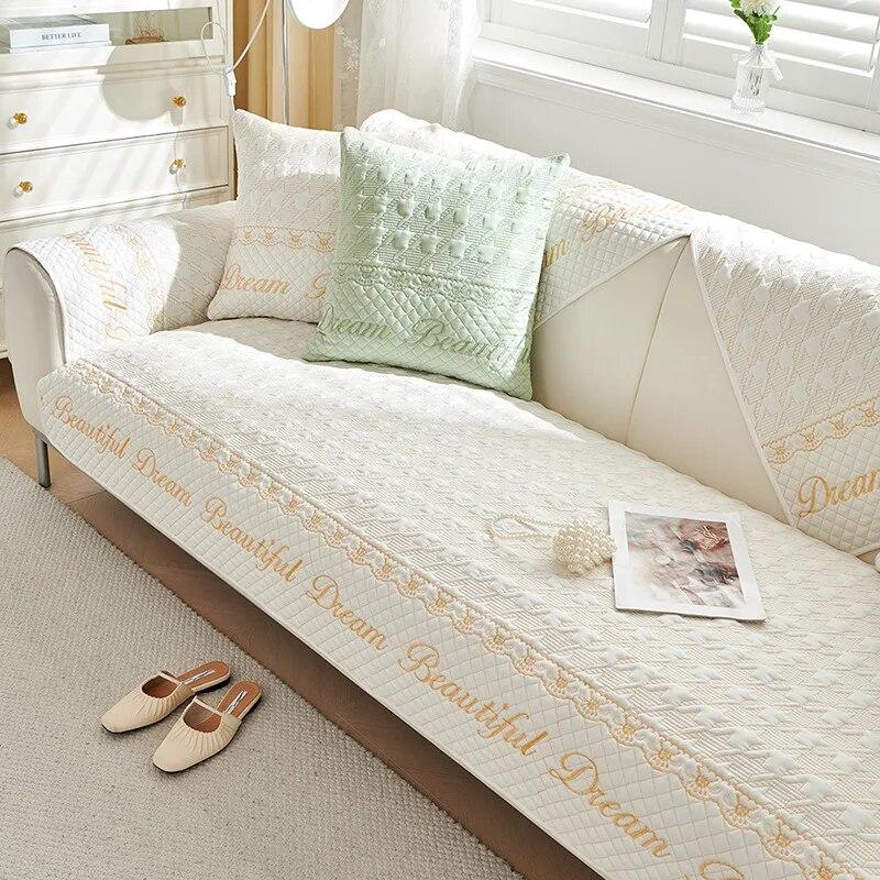 New Stripe Ice Silk Sofa Cushion Embroidered Skin Friendly Cover Available Four Seasons Couch Cushion 70x70cm 1pcs