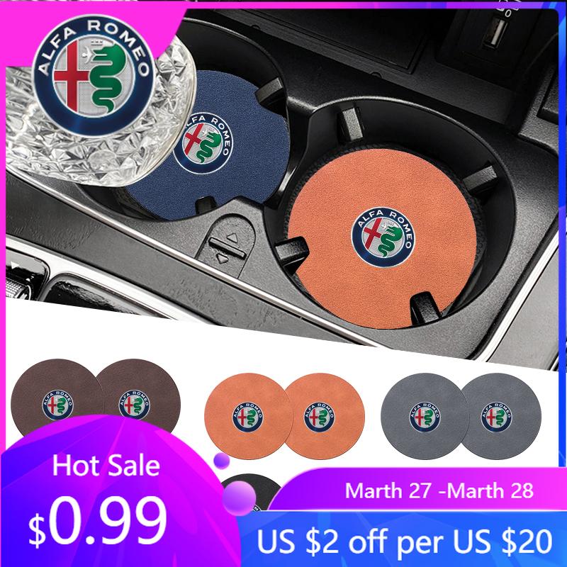 BBDK7 For Alfa Romeo Car Anti-slip Water Cup Heat Insulation Mat Suede Decor Coaster For Alfa Romeo Giulietta GT 159 147 156 Mito Brer