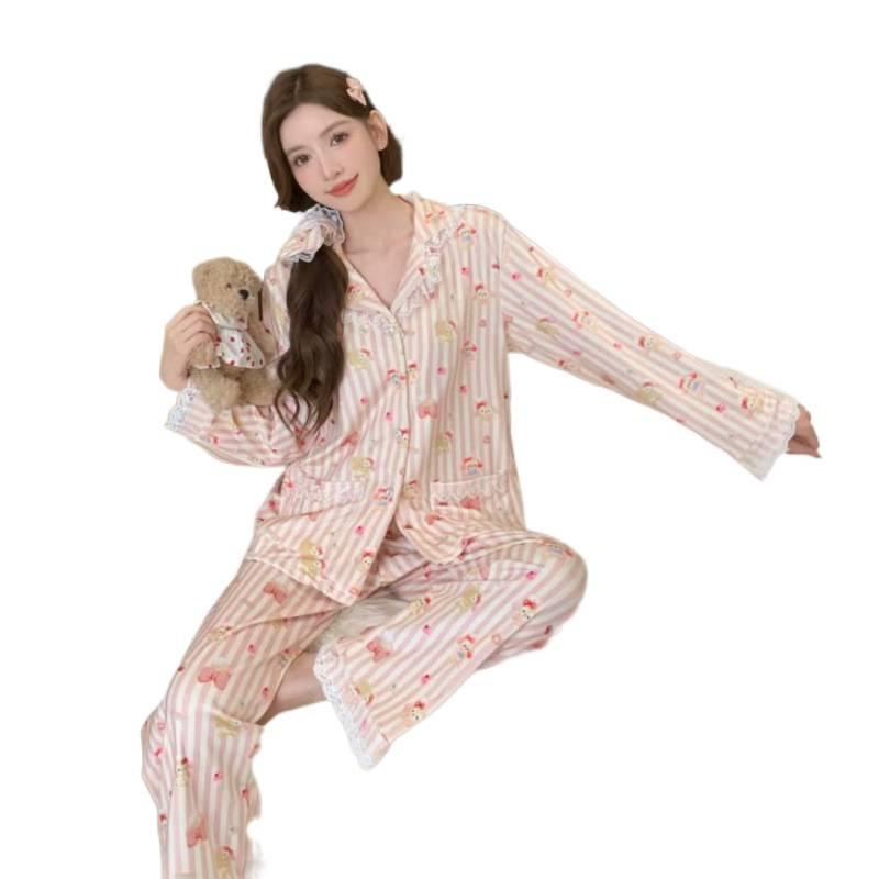 Long-sleeved trousers island fleece new pajamas sweet and cute cartoon Internet celebrity explosion fleece outer loungewear suit