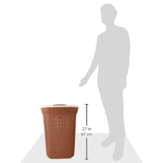 Knit Laundry Basket - Big - 55 Litres - 44 Cm X 35 Cm X 61 Cm | Royal Light Brown - Polypropylene