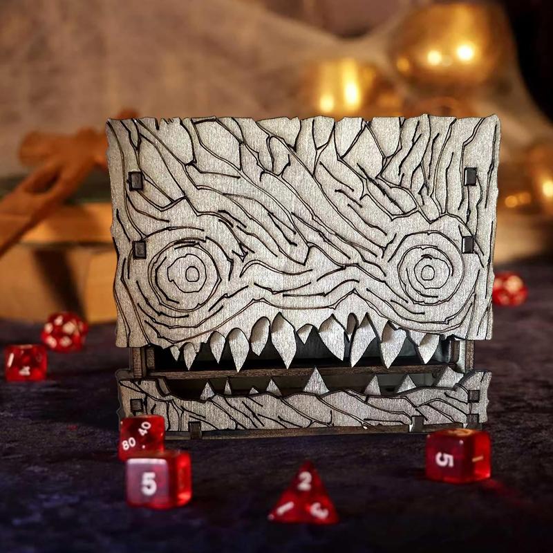 

Коробка для хранения книги монстров Dungeons And Dragons, Деревянная коробка для хранения Декоративный держатель для кубиков, Коричневый, Для настольной игры, Подарок