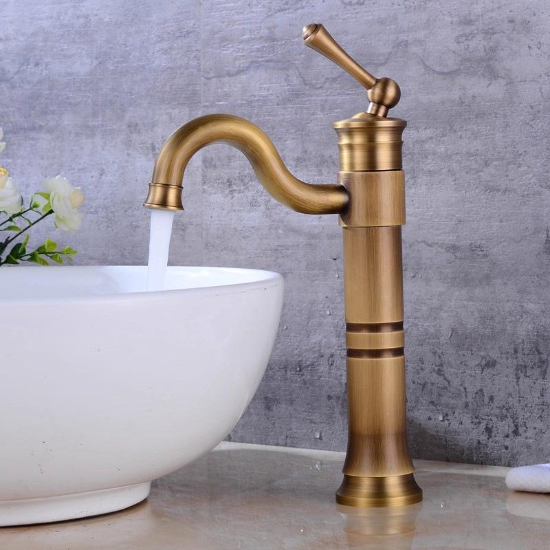 Antique Bathroom Basin Faucet Rotation Single Lever hot and cold  Crane Brass Sink mixer ap