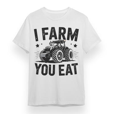 Herren T-Shirt mit I Farm You Eat Grafik Unisex Weiß 100% Baumwolle Übergröße T-Shirt