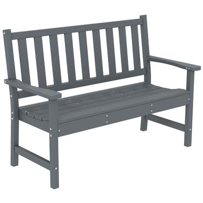 Banc de Jardin en Plastique 2 Places, Banc d'Extérieur pour Terrasse avec Accoudoirs et Dossier, Meuble d'Extérieur Résistant aux Intempéries pour Balcon