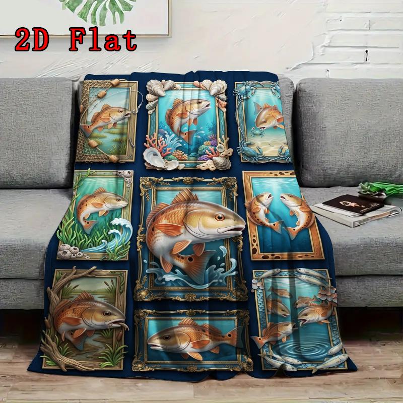 Sea Life Collage 2D Flat Pattern Flannel Blanket, High quality All Seasons, Home Decor, Warmth and Comfort, Perfect for Christmas Gifts.