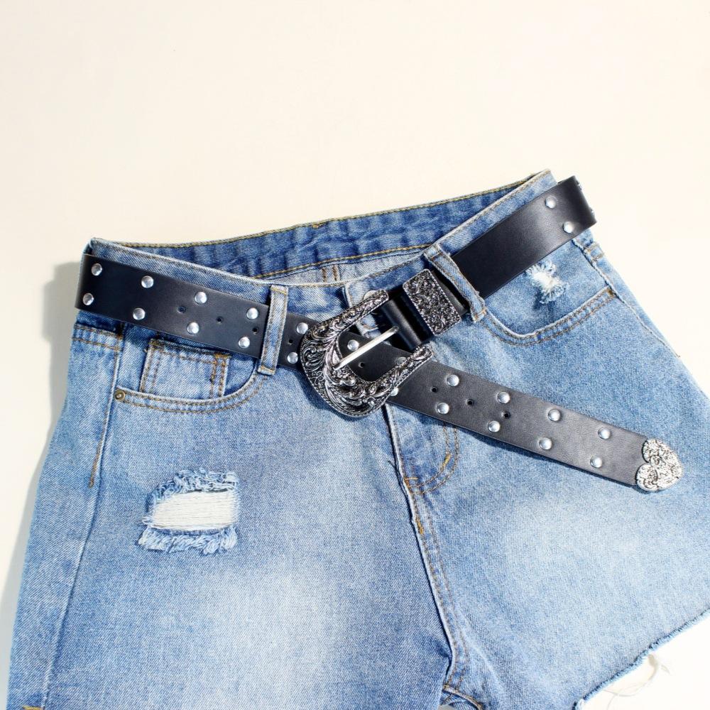 Retro Rivet Women'S Belt Faux Leather With Casual Pants Jeans Women'S Punk Belt