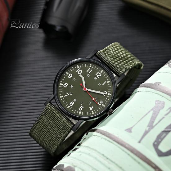 Men Watch Quartz Accurate Soft Wristband Nylon Braided Luminous Sports Wrist for Daily Wear