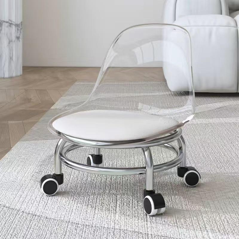 Acryl Transparent Beschichtete Stuhlrollen Hocker mit Leisen Universalrädern für Kinder und zum Schuwechsel zu Hause