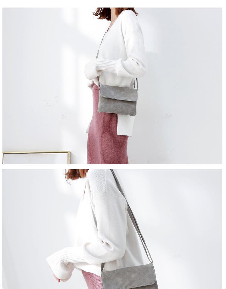 Dámská nubuková jednobarevná crossbody taška na telefon - Japonský a korejský styl mini taška přes rameno