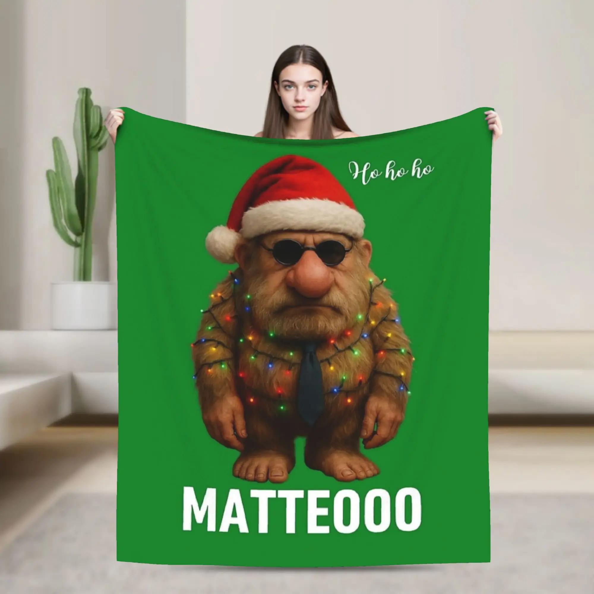 Matteo Matteooo Italian Brainrot Meme Christmas Santa Claus Adult Plush Blanket Bedding Throw Streetwear Trend Outdoor Bedspread 100x150cm